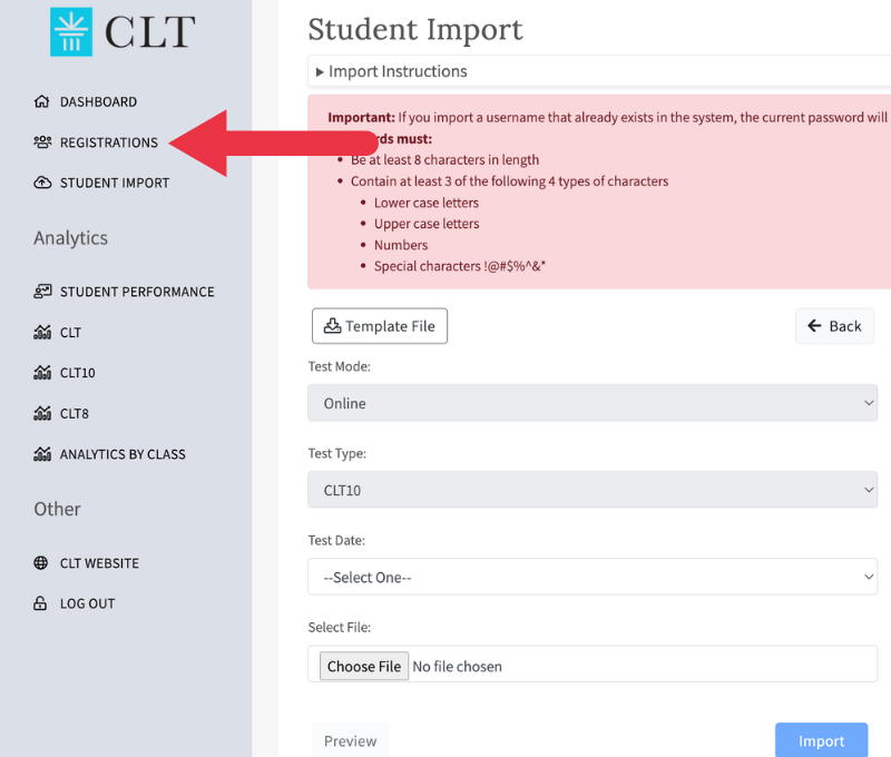 Import - Registrations