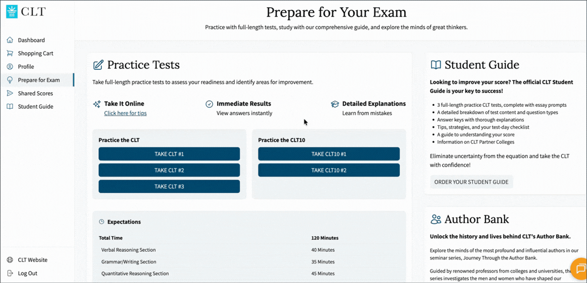 Prepare for Exam Tab