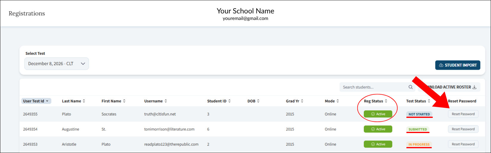 TAM Student Reg Status